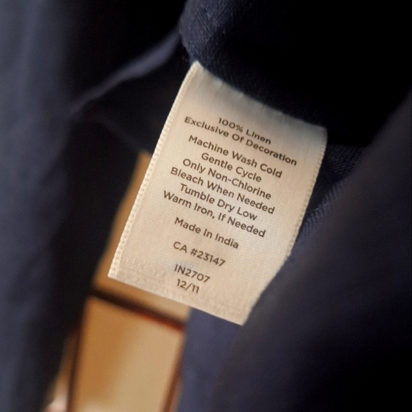 Talbots Navy Blue Linen Tunic with White Cord Trim Embroidery - Picture 13 of 14